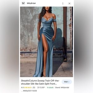 Dress Train Off-the-shoulder Silk-like Satin . Used once perfect condition